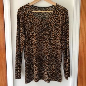 Vintage Leopard Print Drape Top Size M